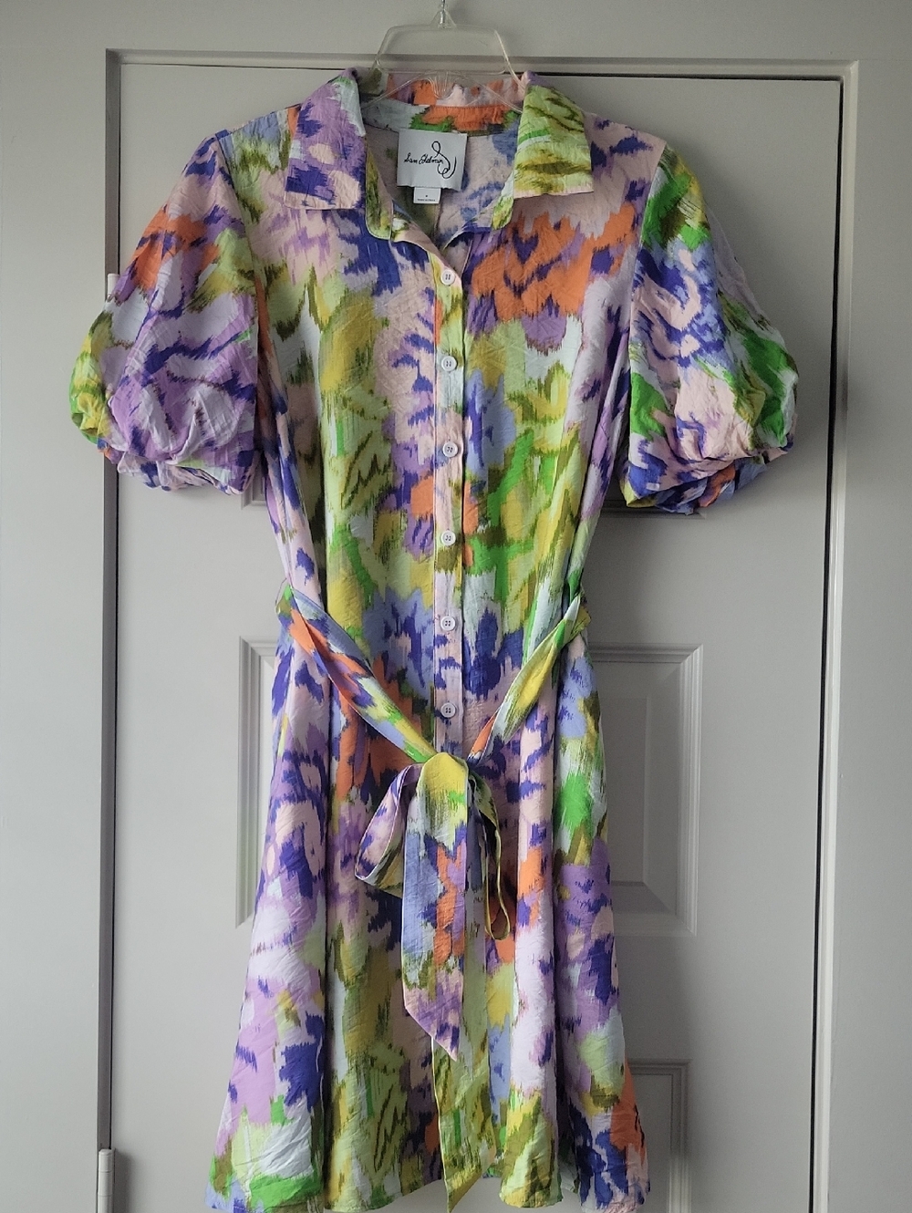 Sam Edelman Multicolor Abstract Print Button-Up Dress - Lavender, Green, Orange